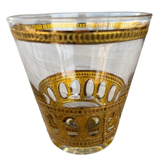 VTG 5-Piece Culver Antigua 22k Gold MCM Barware Old Fashioned Flare Crackle Oval - Picture 6 of 16